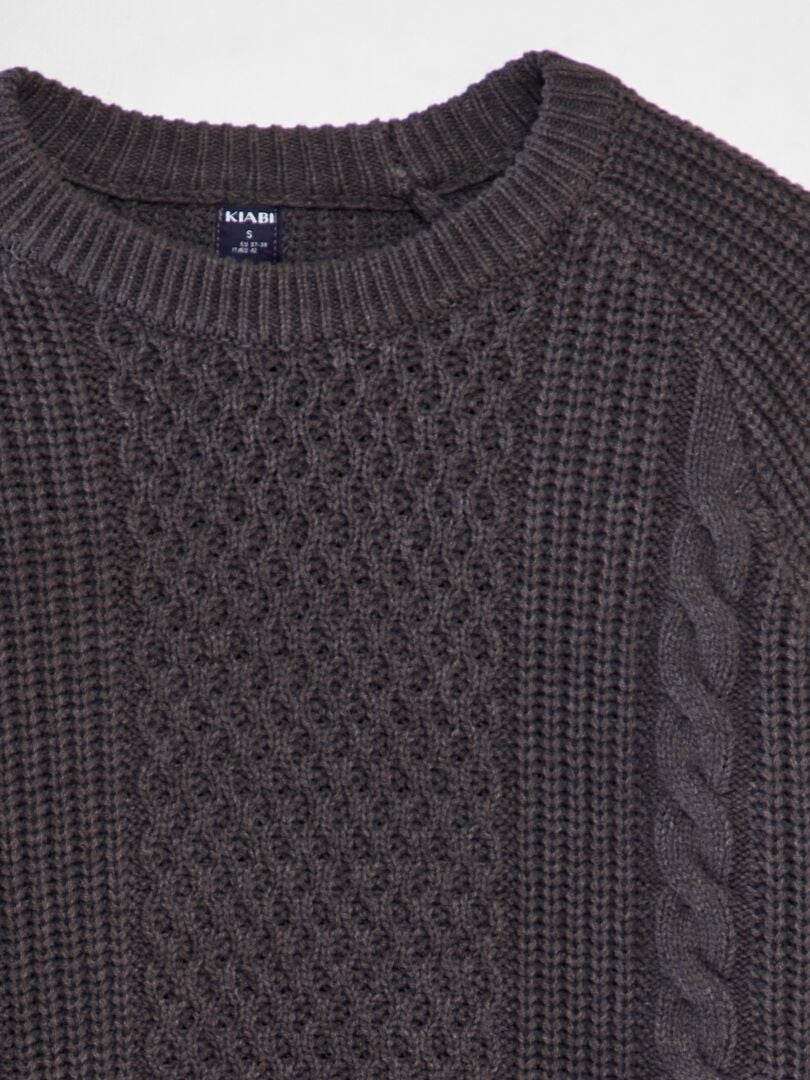 Jersey de punto con cuello redondo - GRIS