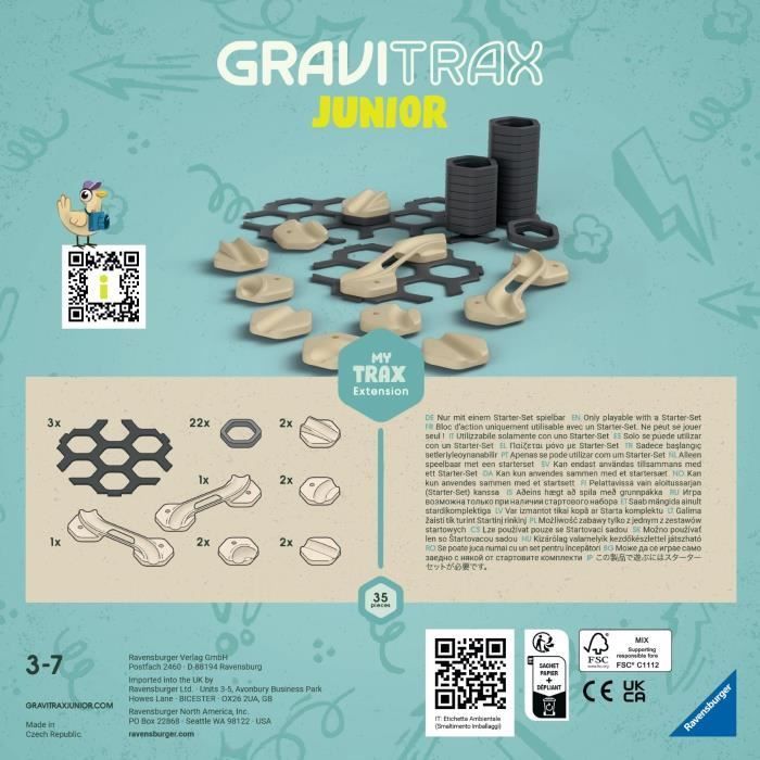Set de extensión de vías GraviTrax JUNIOR - My Trax, 35 piezas - Pistas de canicas - Para mayores de 3 años - 27401 - Ravensburger
