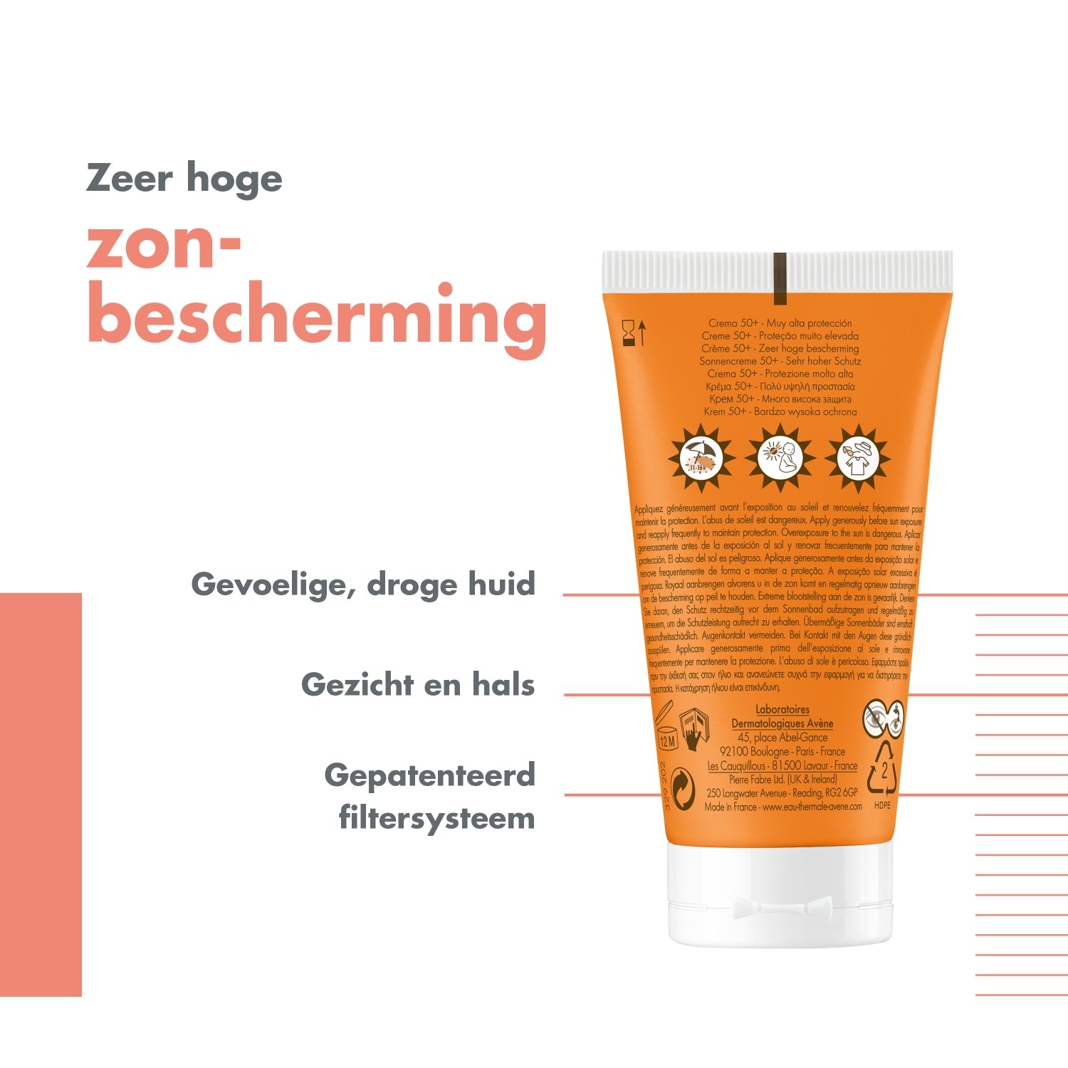 Avène Sunscreen Solaire Cream Invisible Finish SPF50+ - 50 ml