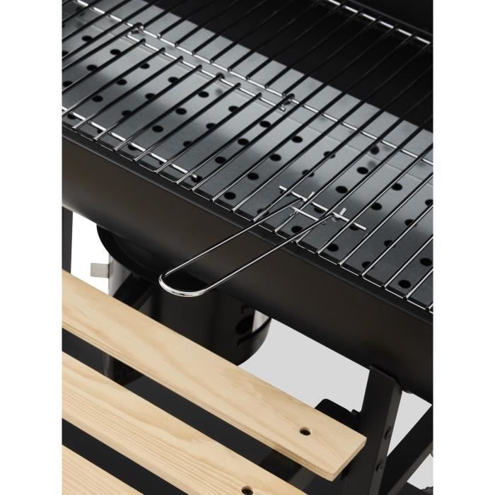 COOKING BOX MIKE EVOLUTION Houtskoolbarbecue - 115x66x106 cm - 2 verchroomde stalen grillroosters - Kookoppervlak: 71x35 cm - Zwart
