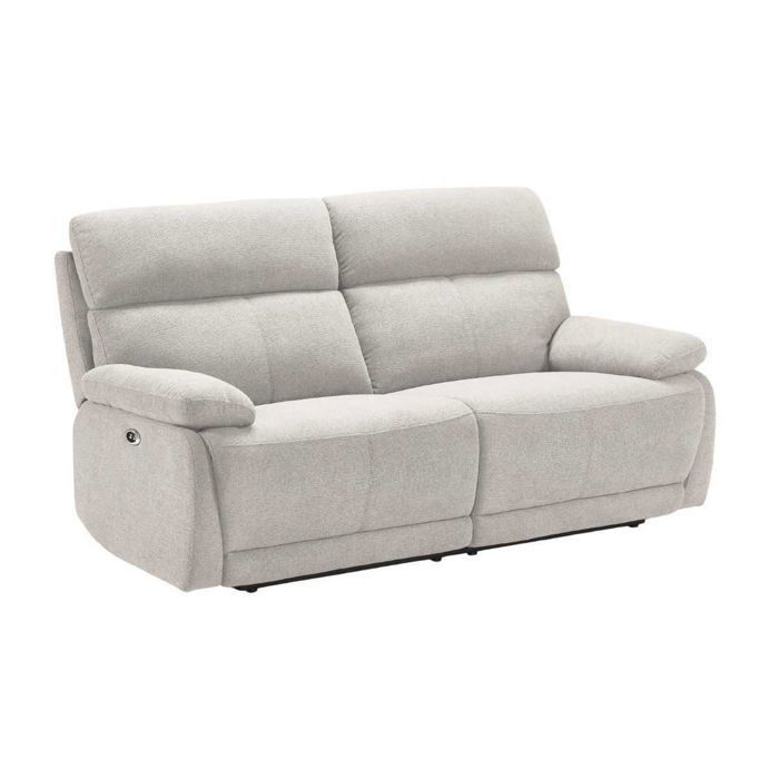 Canapé relax électrique 2,5 places tissu polyester gris clair - MIGUEL