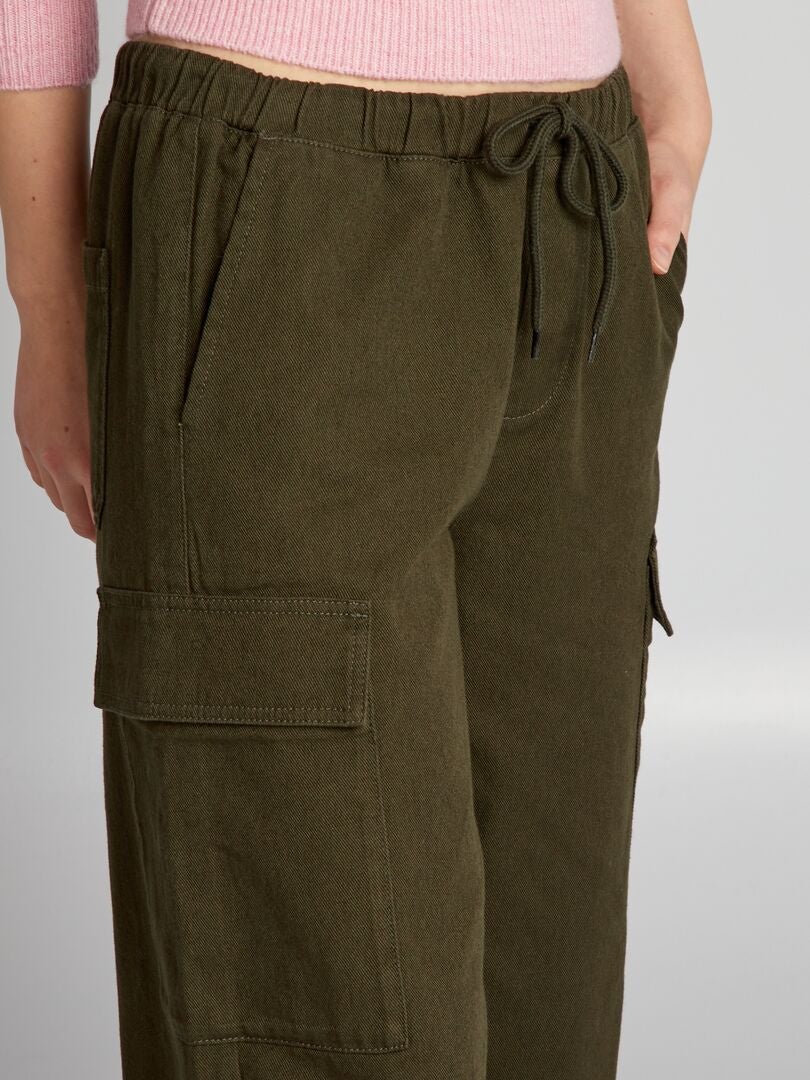 Pantalones de pierna ancha con bolsillos - CAQUI