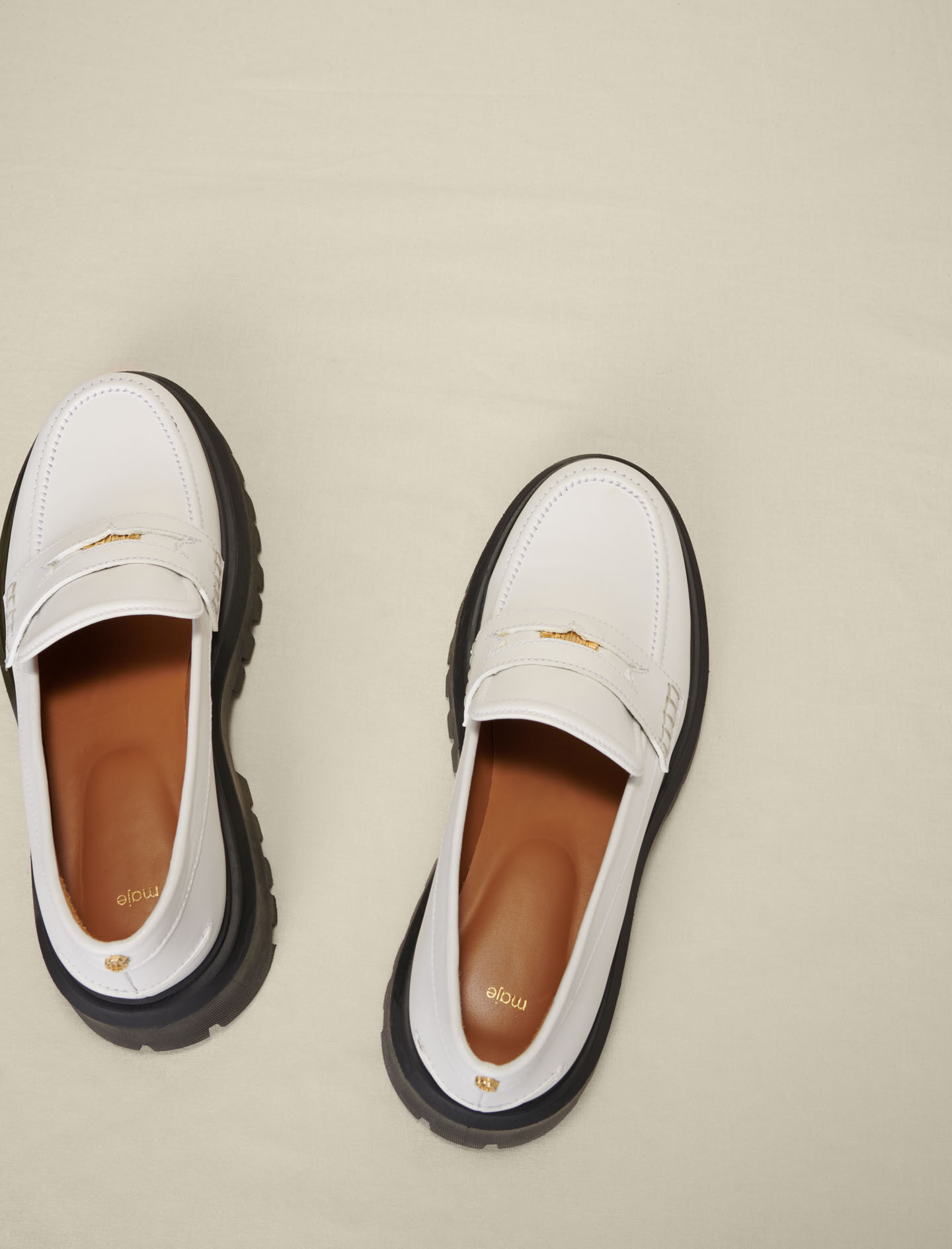 Nahkaiset platform-loaferit - Valkoinen