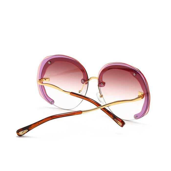 SHARPHY Lunettes de soleil femme cadre rond conception spéciale mode rose métal voyage conduire Anti-UV