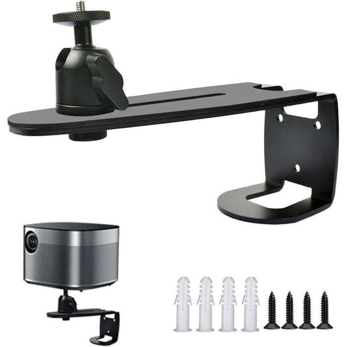 Soporte de pared ajustable para proyector - ZGEER - Rotación de 360° - Inclinación de 45° - Acero al carbono - Negro