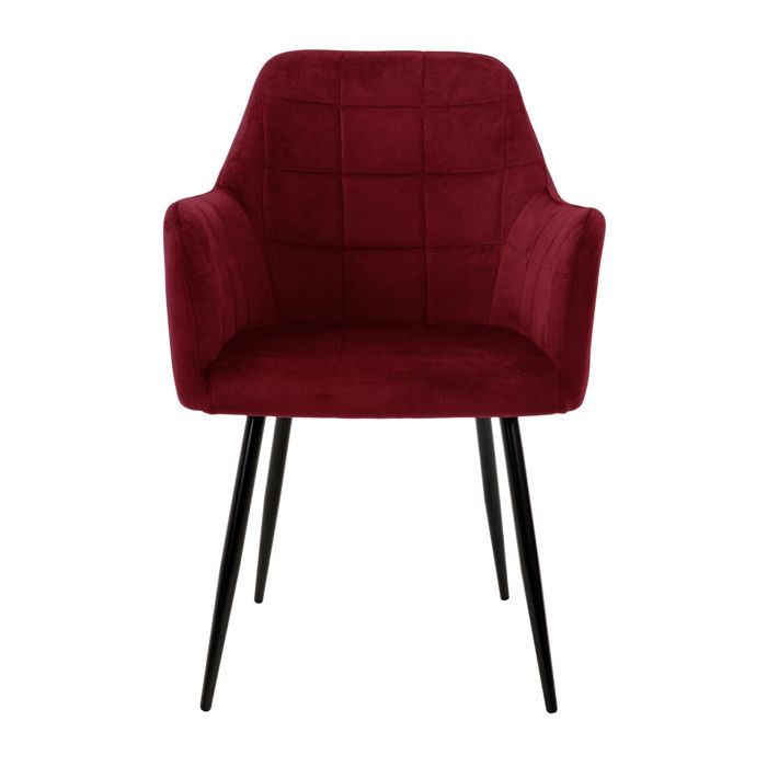 ECD Germany Lot de 2 Chaises de Salle à Manger - Assise Siège Rembourrée en Velours - Structure en Métal - Fauteuil avec Accoudoirs