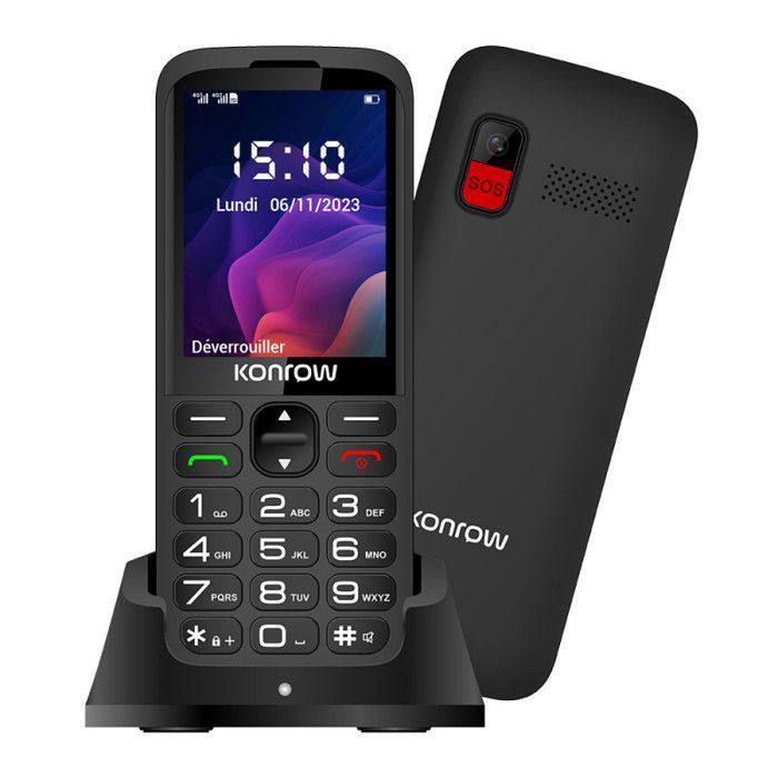 KONROW Senior 280 Next 4G mobiele telefoon - 2,8 inch scherm - Dual SIM - Oplaadstation