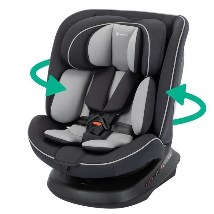 Seggiolino auto SAFETY 1ST Cosmo I-Safe I-Size, da 0 a 12 anni, 40 - 150 cm, con cintura di sicurezza, facile installazione, rotazione a 360°, nero.