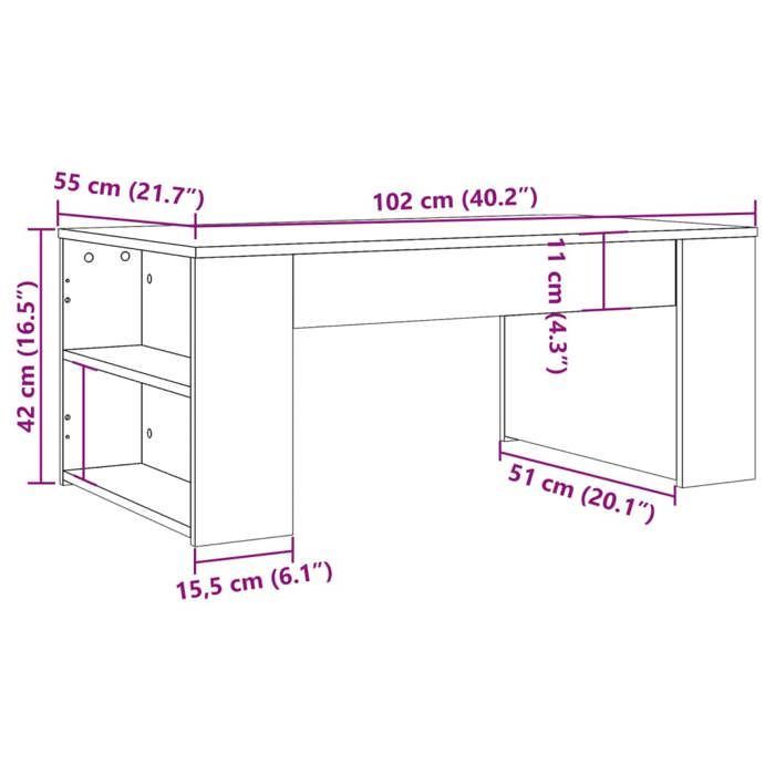 vidaXL Table basse chêne artisanal 102x55x42 cm bois d'ingénierie, table d'appoint, table de salon, table latérale, bout de 856025