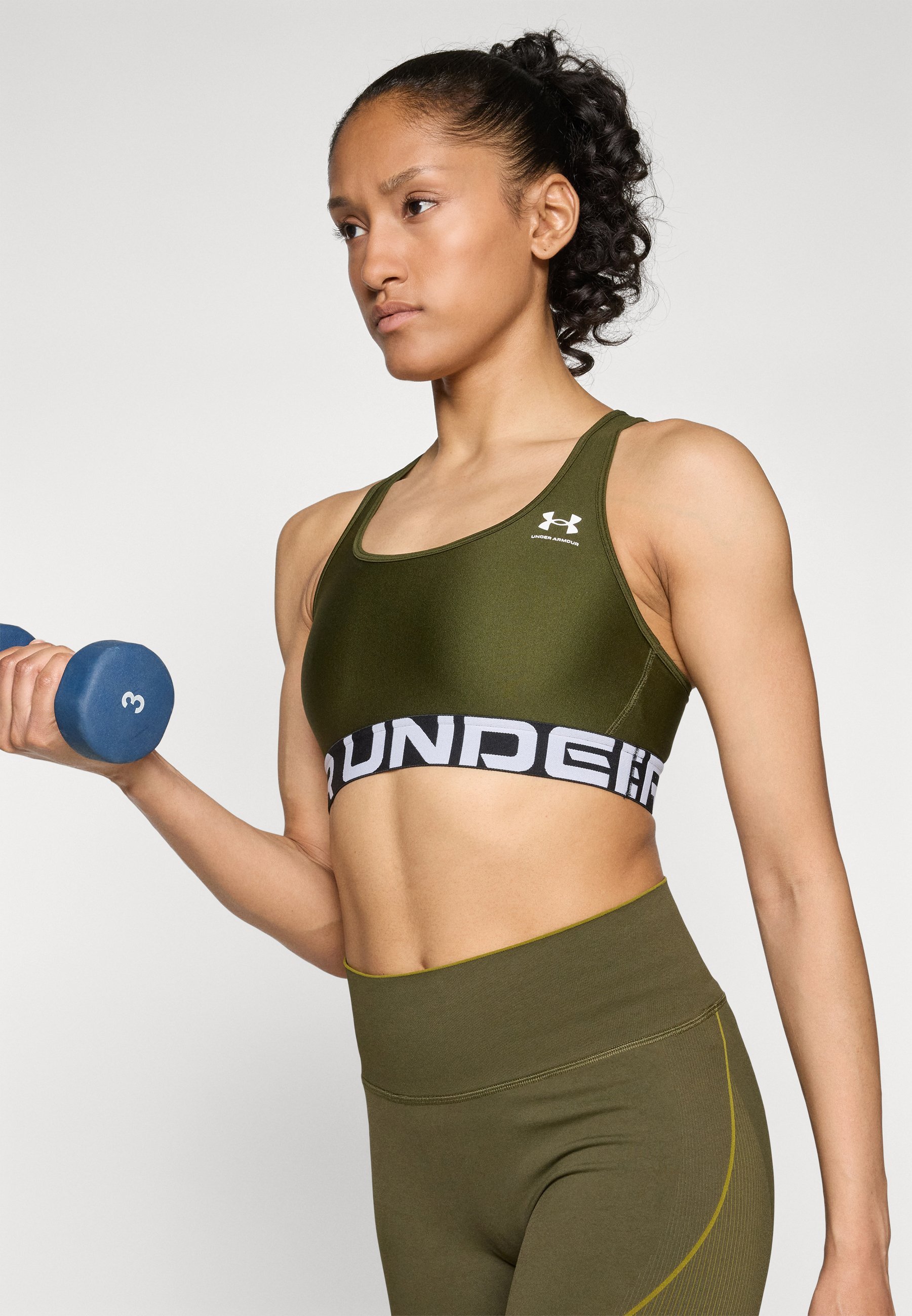 Soutien-gorge de sport Under Armour MID BRANDED - Maintien moyen - Vert expédition/blanc