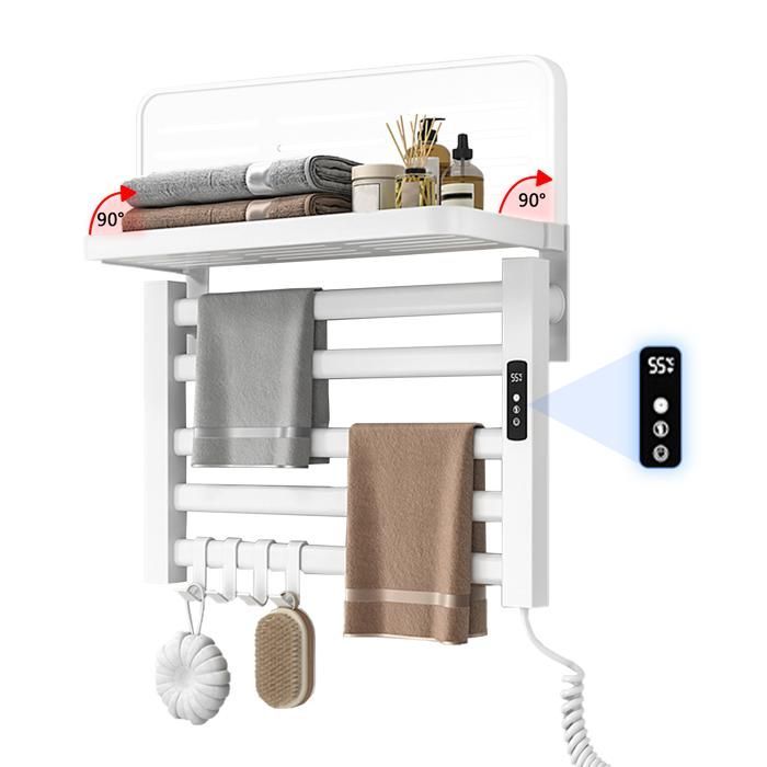 Scaldasalviette elettrico con display digitale - 80W - 5 livelli - impermeabile - timer - 55*40*22cm