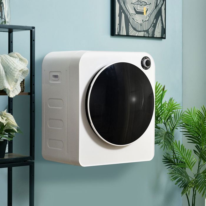 Wasdroger 3 kg 830 W wit - Afvoer - Roestvrij staal - 5 programma's - Drievoudig filter - Oververhittingsbeveiliging - Wandmontage, energieklasse G