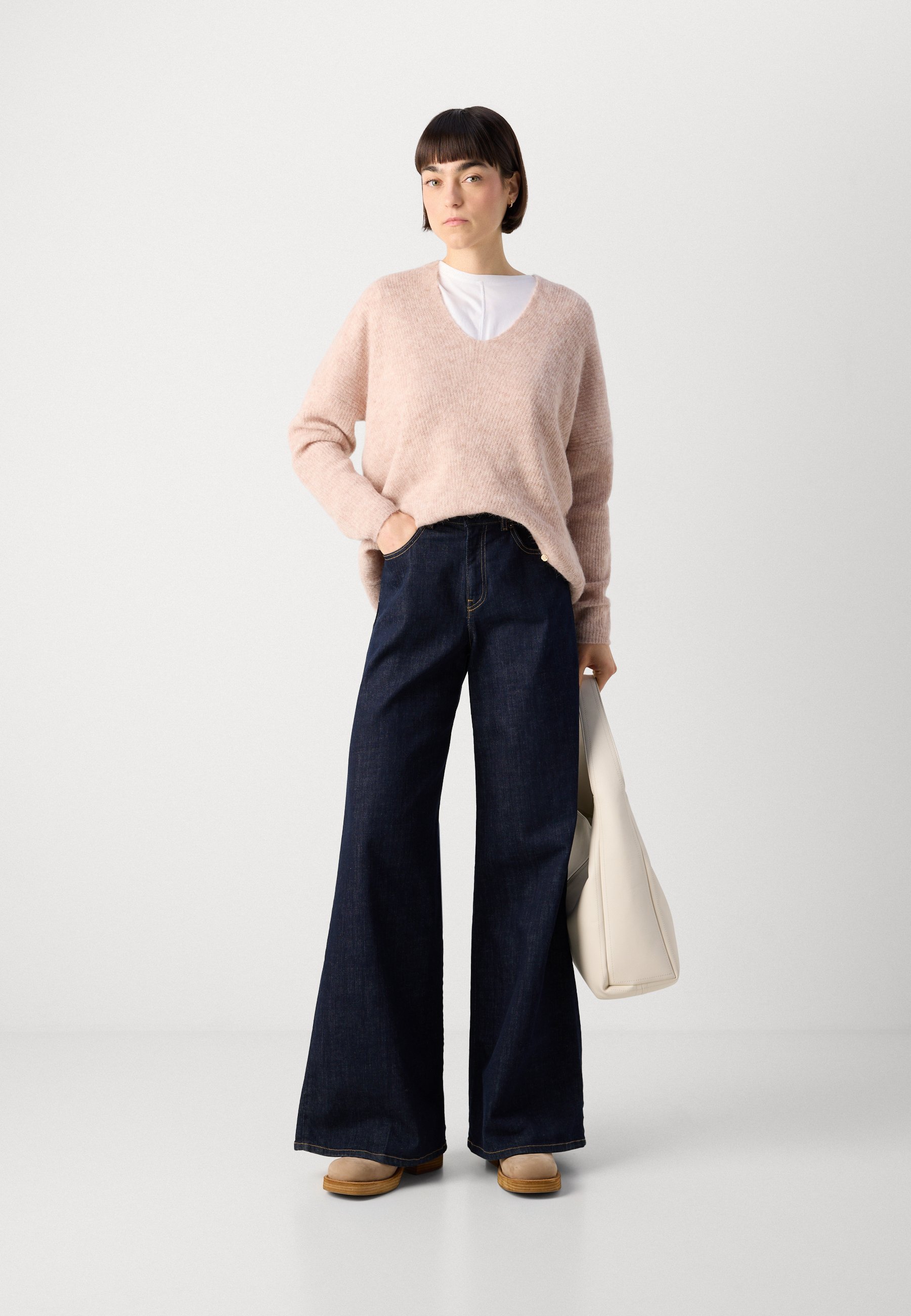 Mos Mosh THORA V-NECK - Jumper - doeskin