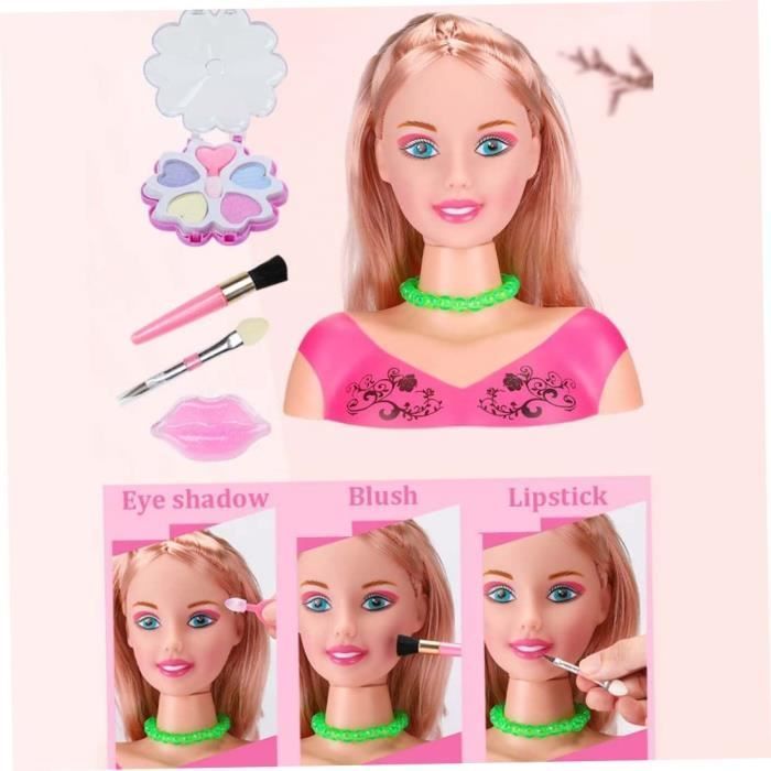 Cabeza para peinar y maquillar - Cabeza para peinar de 35 piezas con accesorios para el cabello - Regalo de juego de imitación para niñas