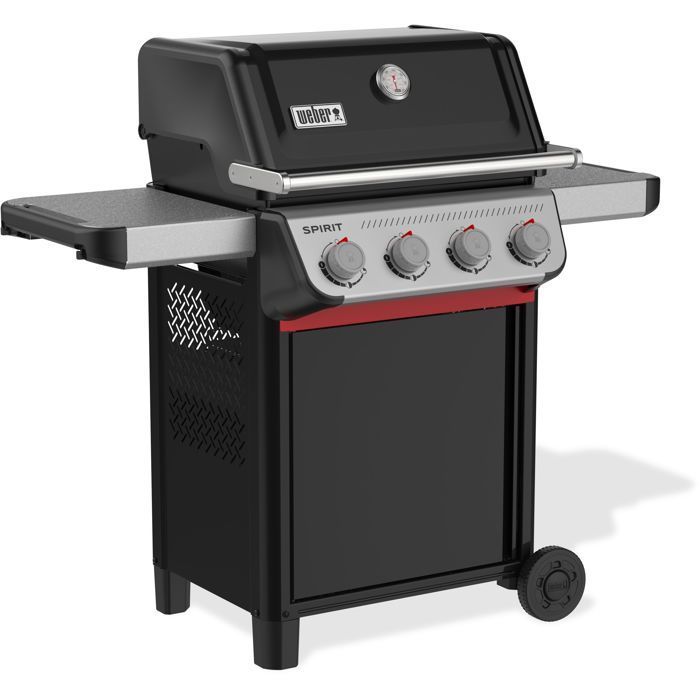 Barbecue à gaz - Weber - Spirit E-410 - Thermomètre analogique - Fonte d'aluminium - Tablettes latérales - Noir