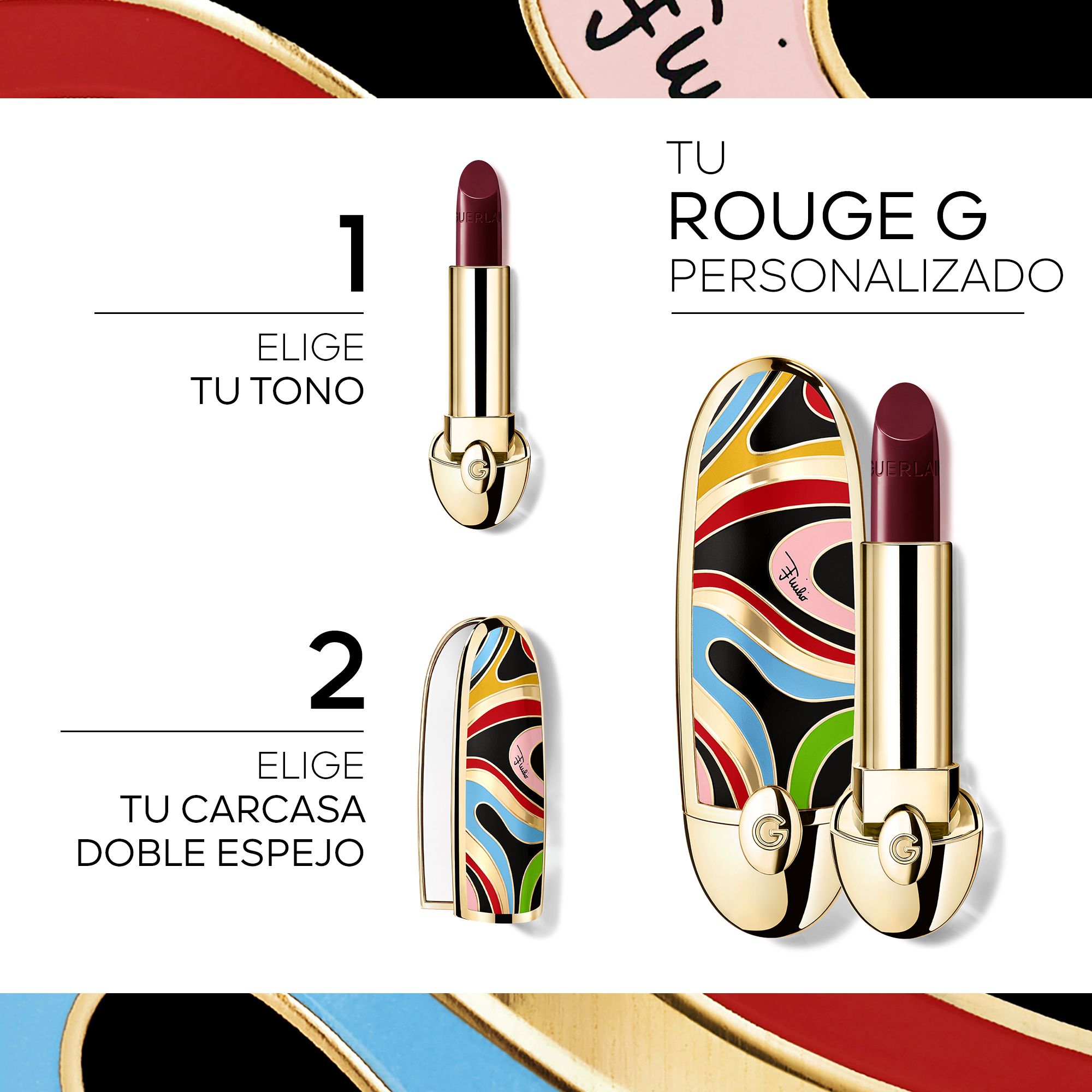 Pucci Rouge G Marmo Kiss кутијица за усне са дуплим огледалом Луксузни кармини