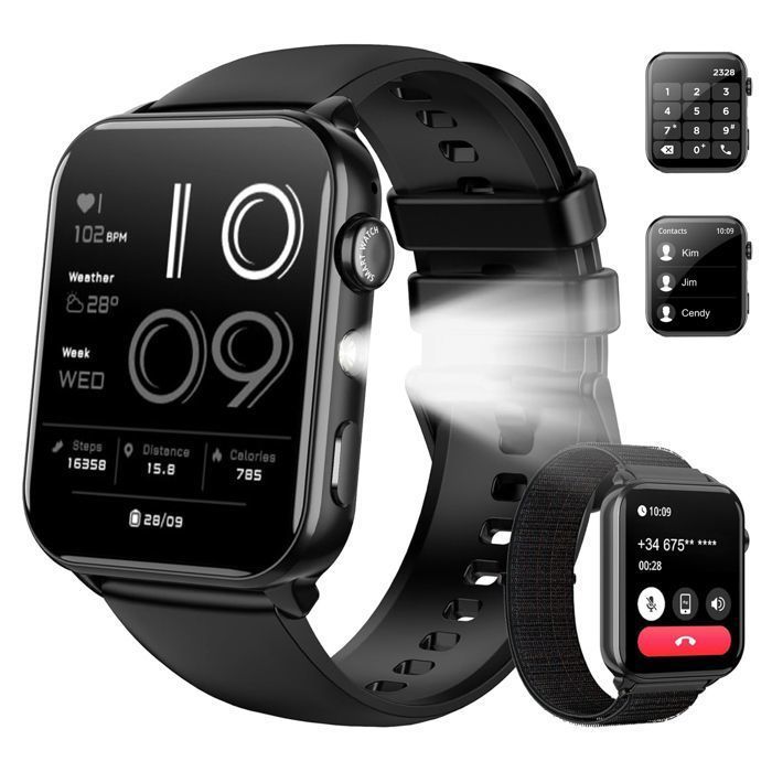 Smartwatch Blackview R30MAX per donne, uomini e ragazzi con chiamate Bluetooth, assistente vocale, funzione femminile, monitoraggio del sonno e monitoraggio SpO2 - Nero
