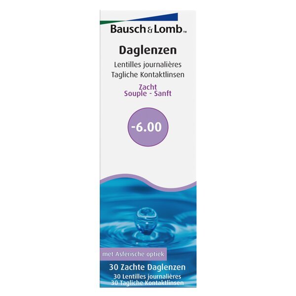 Bausch + Lomb -6.00 Mekane dnevne kontaktne leće<br>Medicinski proizvod - 30 komada