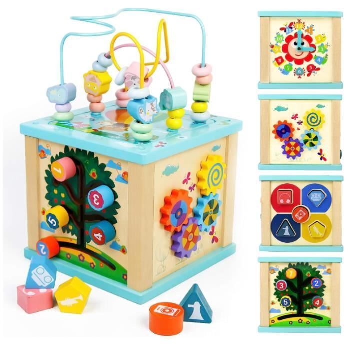 Cube d'Activité - Non spécifié - 5 en 1 - Jouet en Bois - Éveil Montessori - 12 mois et plus