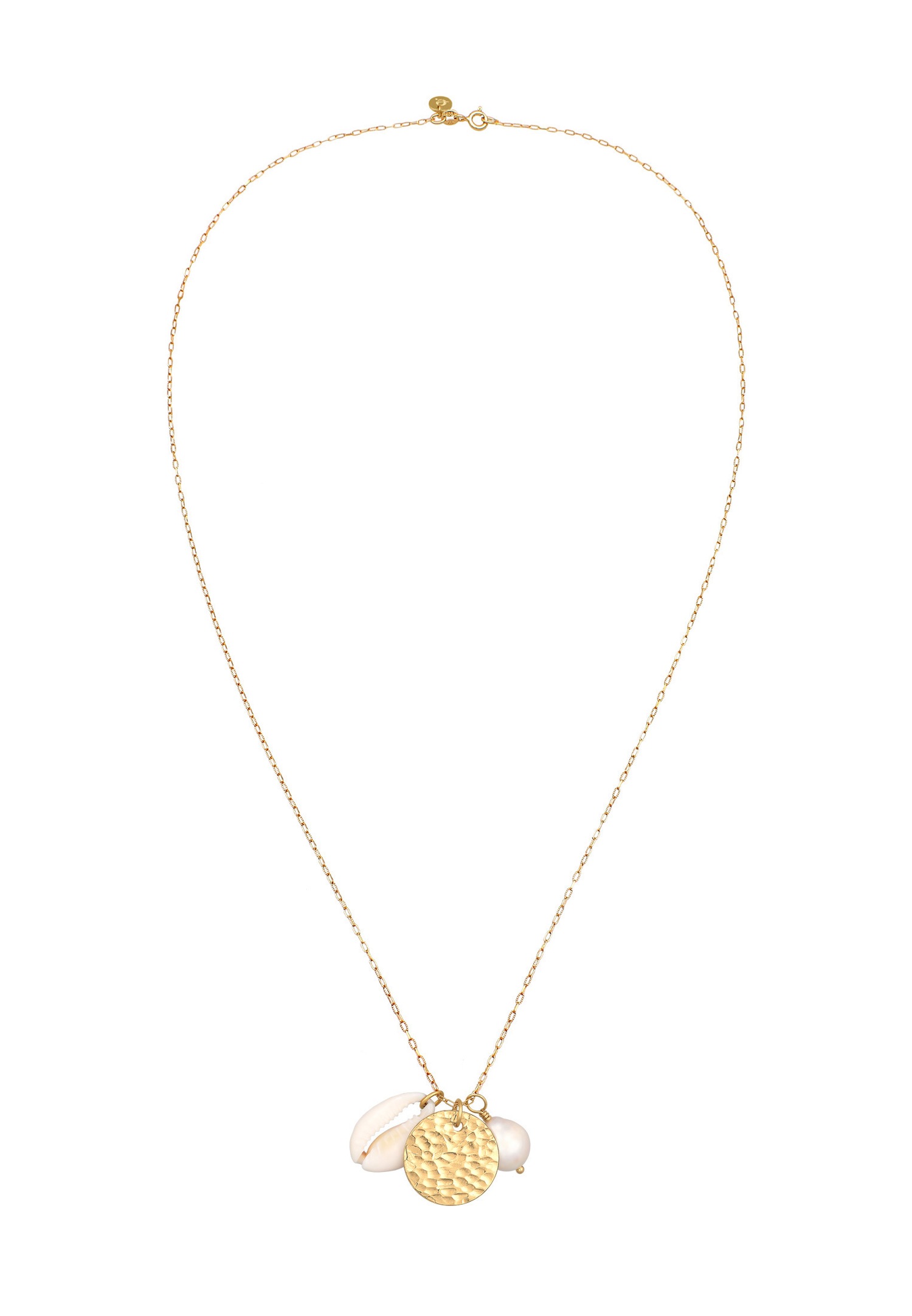 Elli PREMIUM Femmess Pendentif plaque structurée avec Perle de Culture d'Eau Douce et coquillage cauri en argent sterling 925