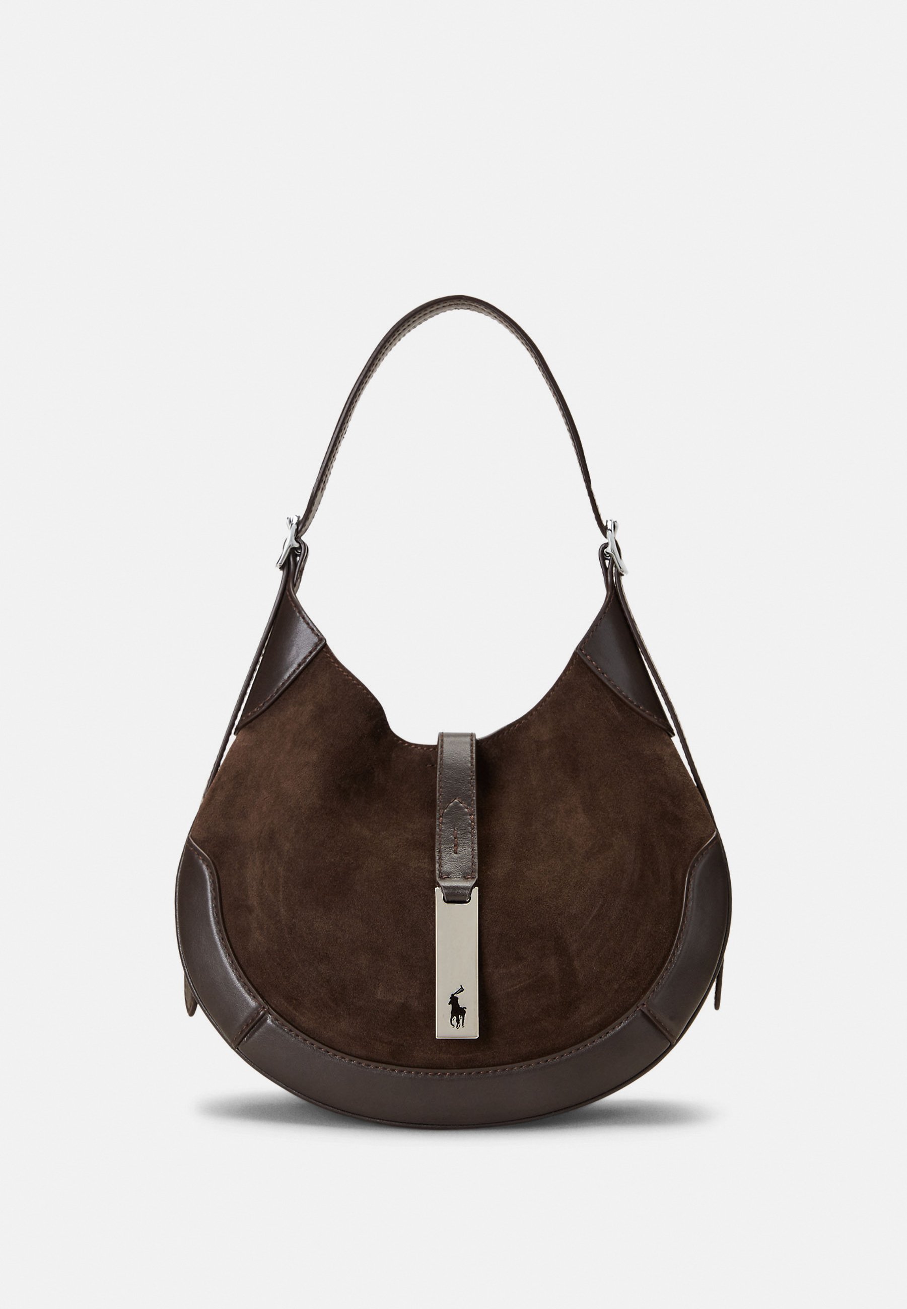Borsa a tracolla piccola Polo Ralph Lauren POLO ID in pelle scamosciata - Borsa a mano - cioccolato