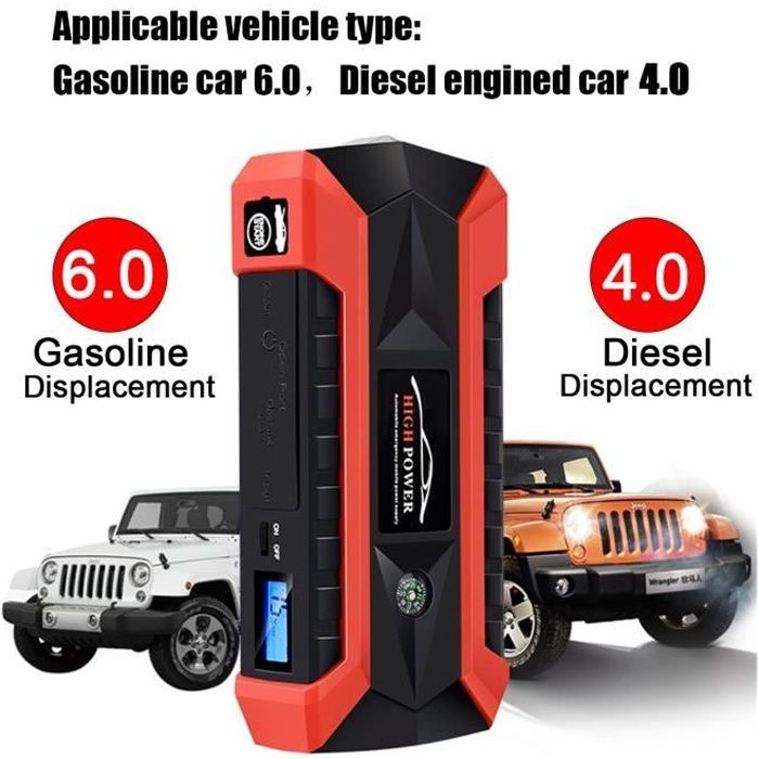 Arrancador de coche TEMPSA de 89800 mAh, cargador de batería de emergencia para coche, 4 puertos USB, enchufe europeo.