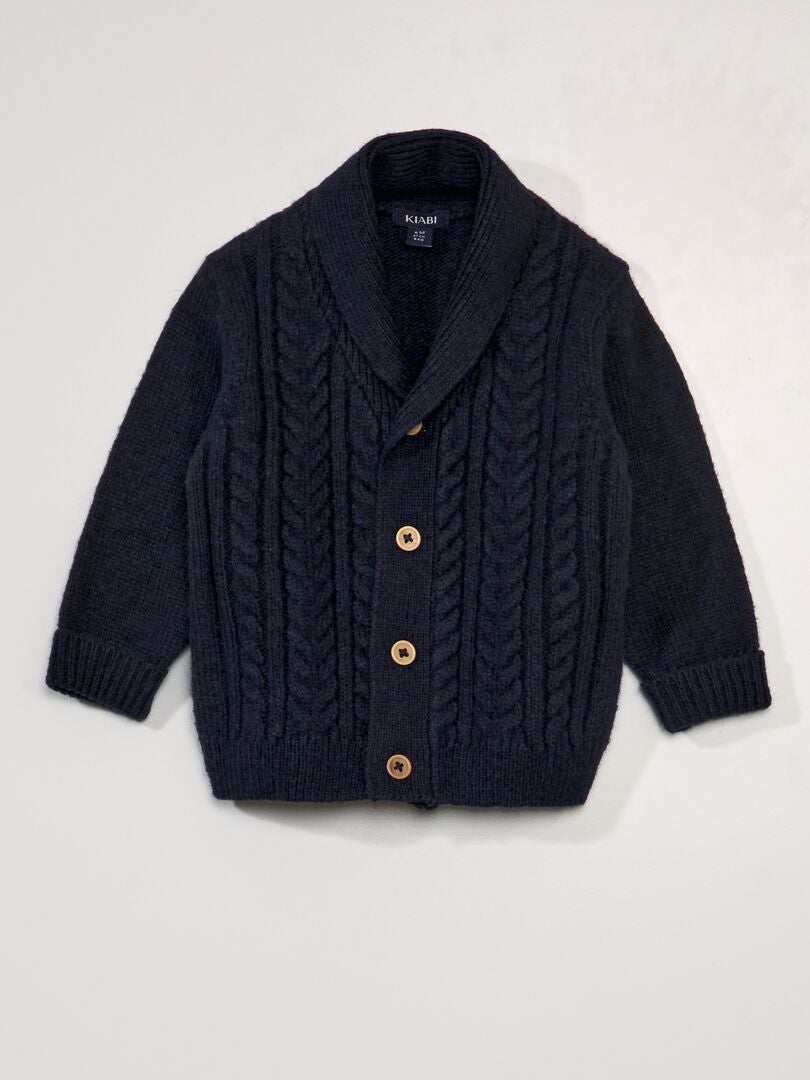 Gebreid vest met patroon - blauw