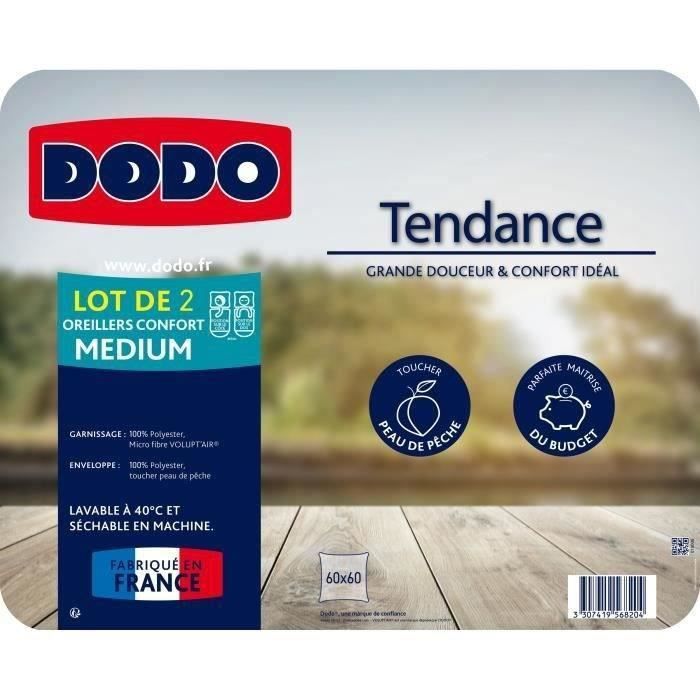 DODO Juego de 2 almohadas modernas - 60 x 60 cm - Relleno de fibra siliconada hueca 100% poliéster - Blanco