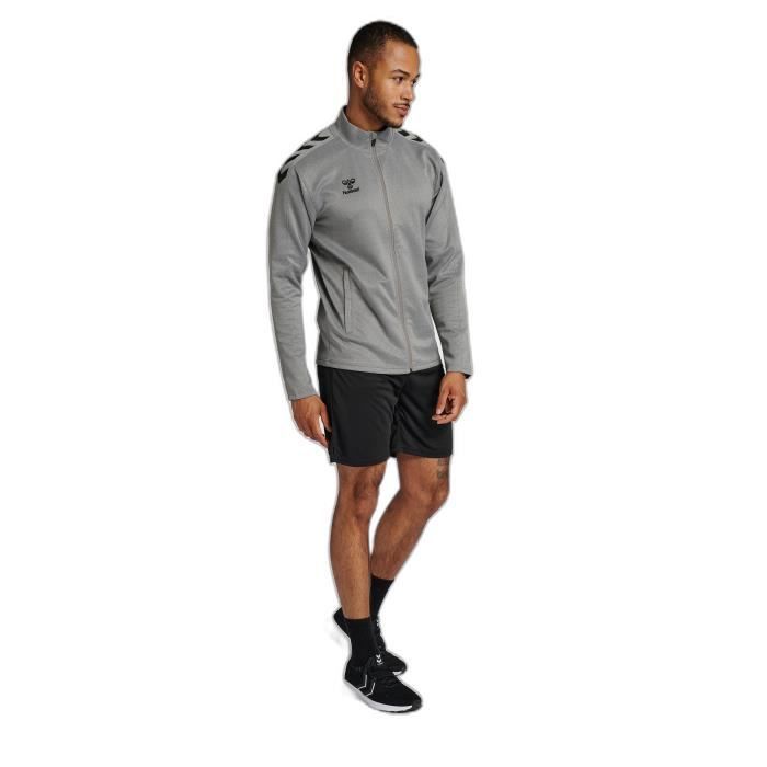 Hummel Men's Core XK Poly Grey Track Jacket - Breathable Long Sleeves, Zip Closure