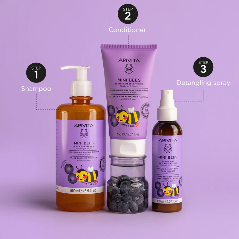 Apivita Mini Bees Milde Kinderconditioner Bosbes & Honing