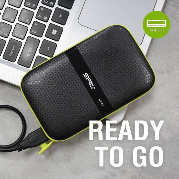 Disco rígido externo - Silicon Power - Armor A60 1TB Verde - Resistente a quedas USB 3.2