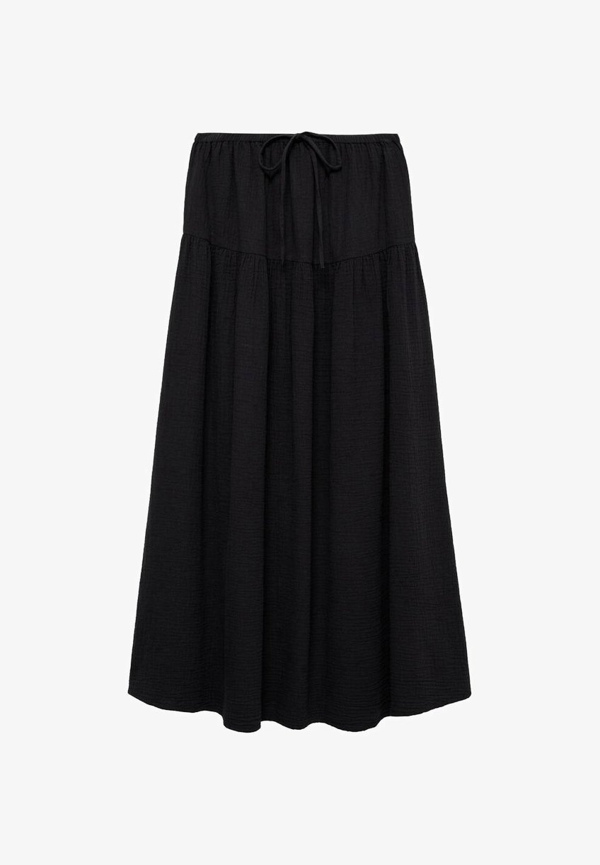 Mango DRAWSTRARING - Jupe longue - noire