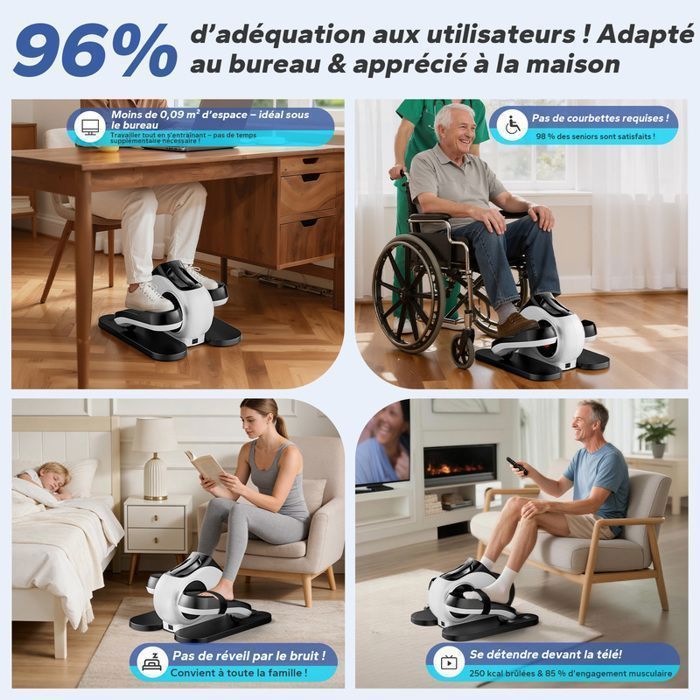 Mini Electric Elliptical Bike - PULSE360 - 15 Speeds - Ultra-Quiet - with Remote Control - LCD Screen - for Office and Home