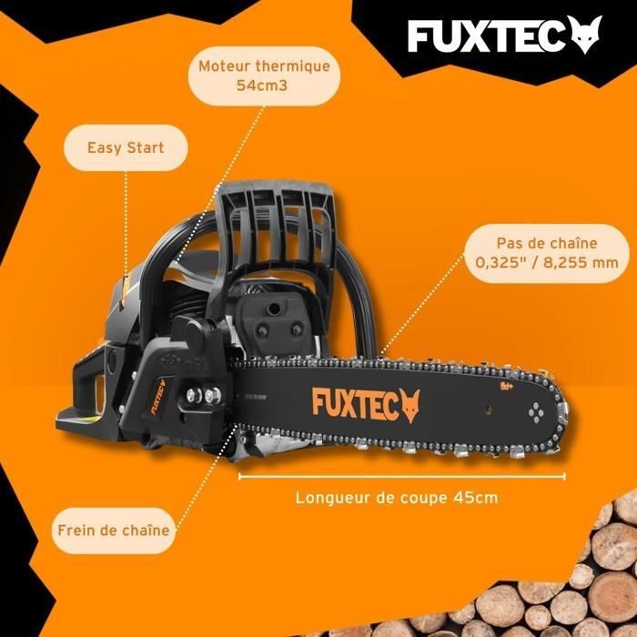 Motosierra de gasolina FUXTEC FX-KS255 - 54 cc, 18 pulgadas, edición negra