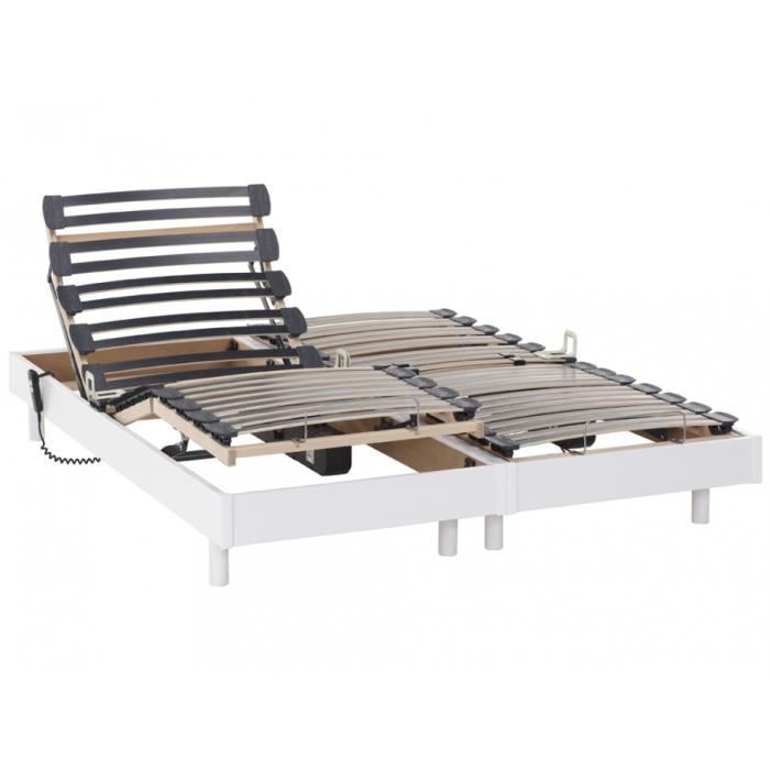 Base de cama eléctrica de relajación - OFERTA ÚNICA - Láminas multicapa - 5 secciones - Firmeza ajustable - Blanca