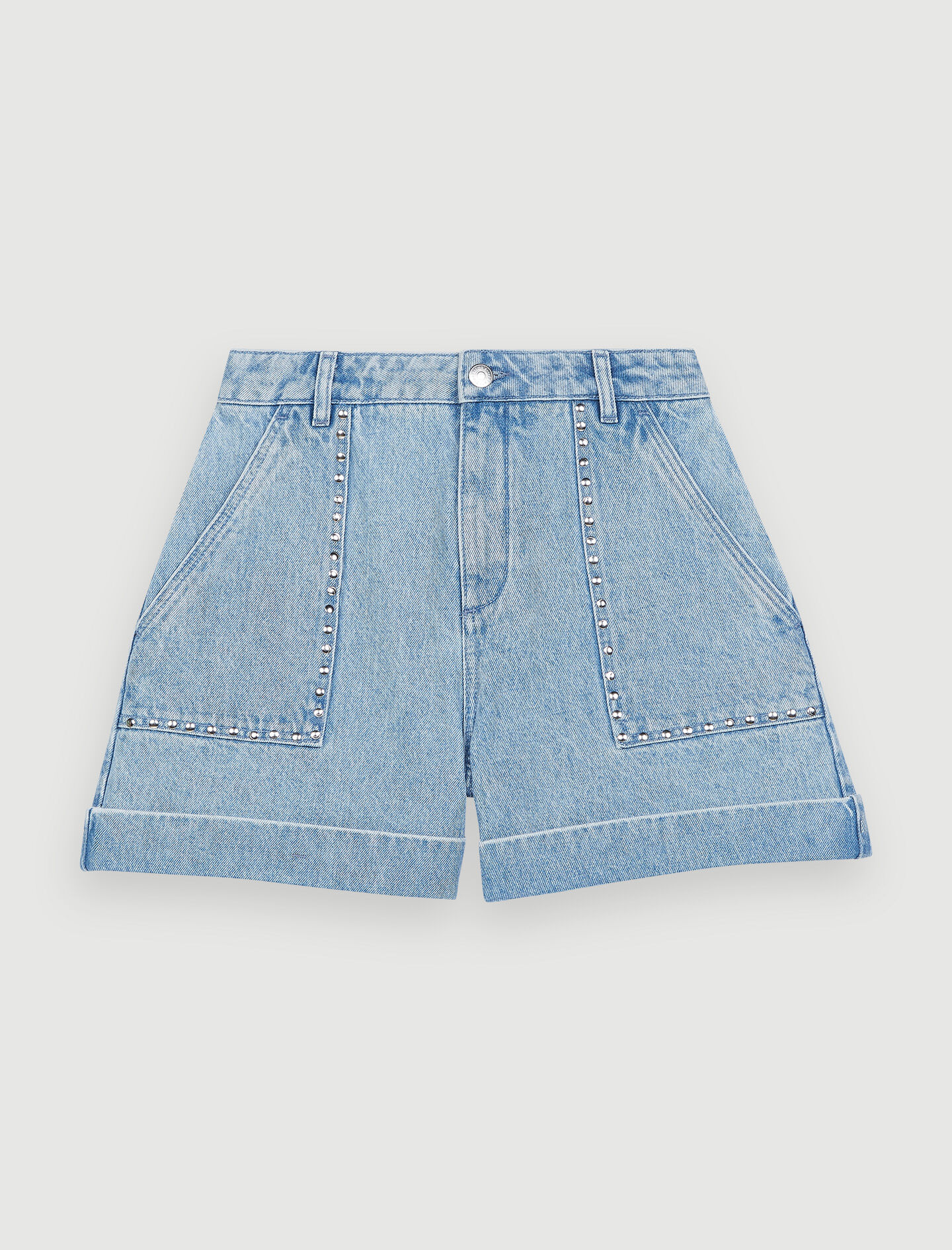 Pantaloni scurți din denim cu ținte - Albastru