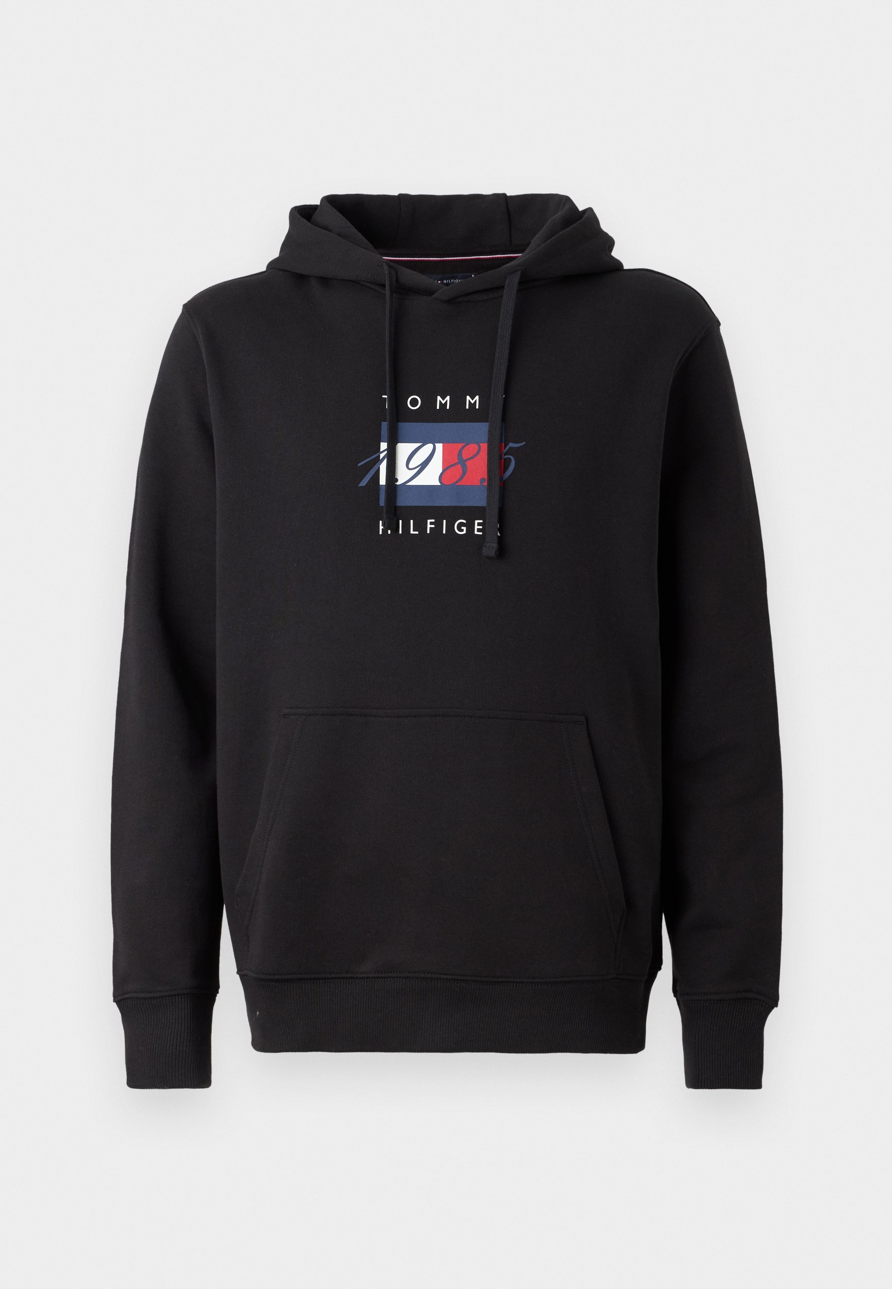 Felpa con cappuccio Tommy Hilfiger LINEAR FLAG GRAPHIC UNISEX - nera