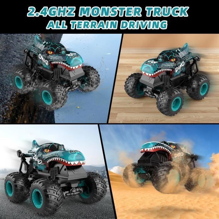 Carrinho de Controle Remoto - Monster Truck - Escala 1:20 - Música e Luzes - Manobras Radicais para Crianças a partir de 4 Anos