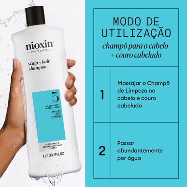 Nioxin Professionals Sjampo Hodebunnshår 3 farget tørt og skadet hår Sjampo Skadet hår Volum 1000 ml 1000 ml