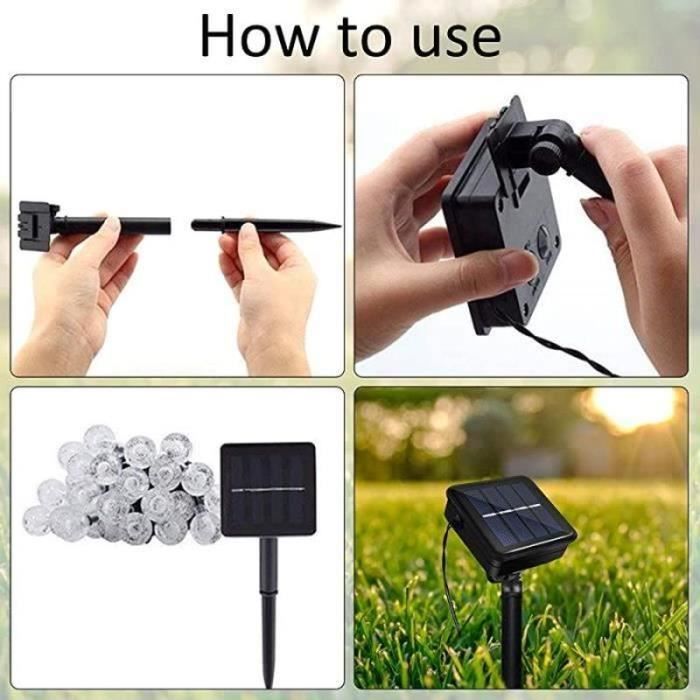 Guirnalda de luces exteriores AMOUNE de 7 m (23 pies) - Alimentación solar - 50 LED - Bolas de cristal - Resistencia al agua IP65