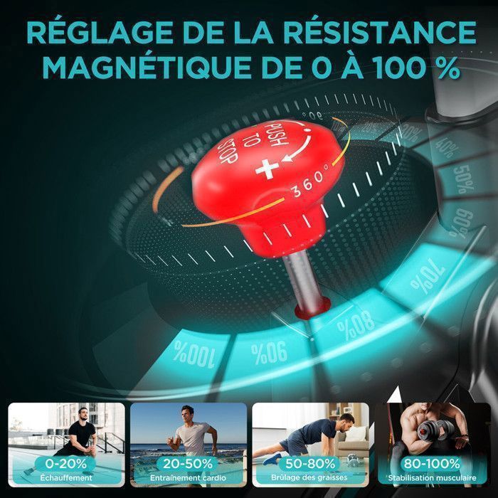 Wenoker hometrainer - App-compatibel - Verstelbare weerstand - Vliegwiel van 10 kg - LCD-scherm - Tablethouder