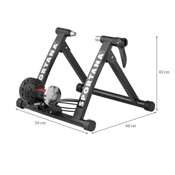 SPORTANA® Home Trainer vélo Max. 150kg entraîneur vélo Noir Pliable Acier 26'/28' Support 6 Niveaux de résistance Frein