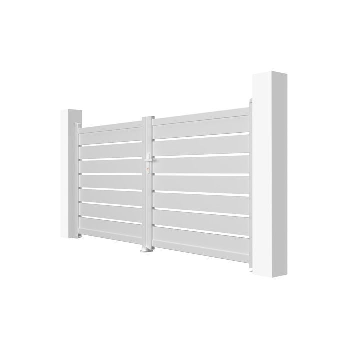 Lot portail battant et portillon - Casanoov - VOGEL - 3m H.143cm / Portillon 1m H.143cm - Blanc - Aluminium