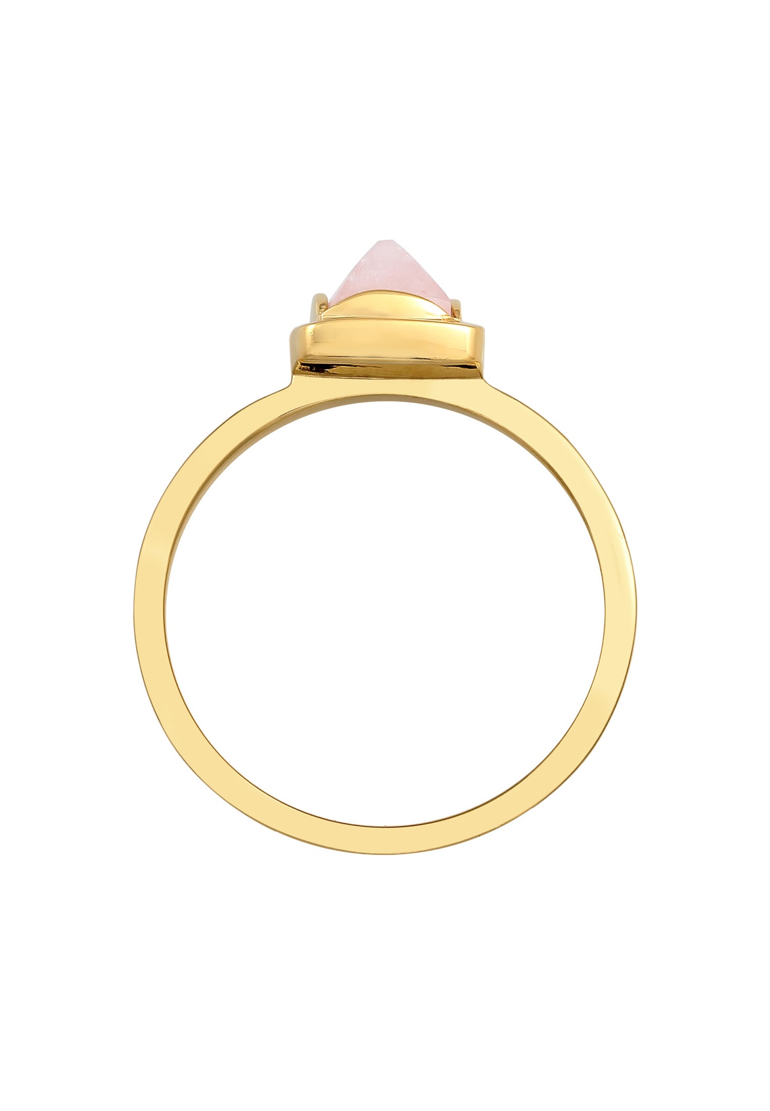 Elli PREMIUM Elli PREMIUM Bague Femmes Solitaire Pyramide avec Quartz rose en argent sterling 925 plaqué or
