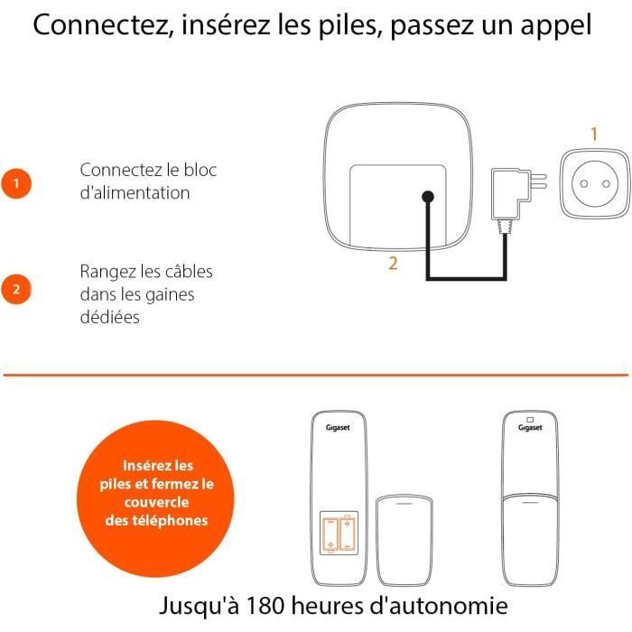 Téléphone sans fil DECT - GIGASET - A695A - 4 combinés - Répondeur intégré - Écran haut contraste