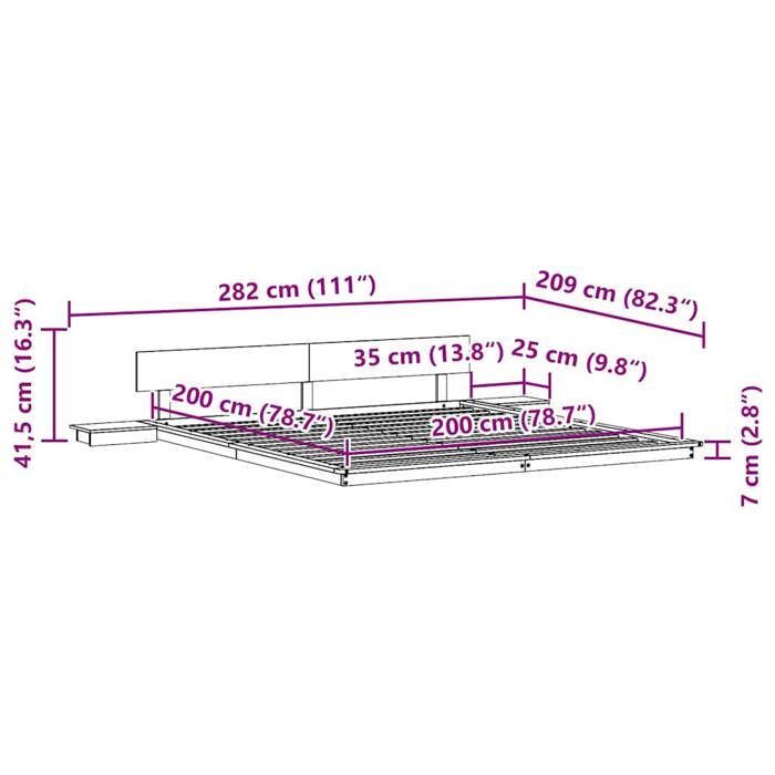 Cama doble CHIC para adultos - Estructura de cama de 200 x 200 cm, color blanco, madera #Sara90265