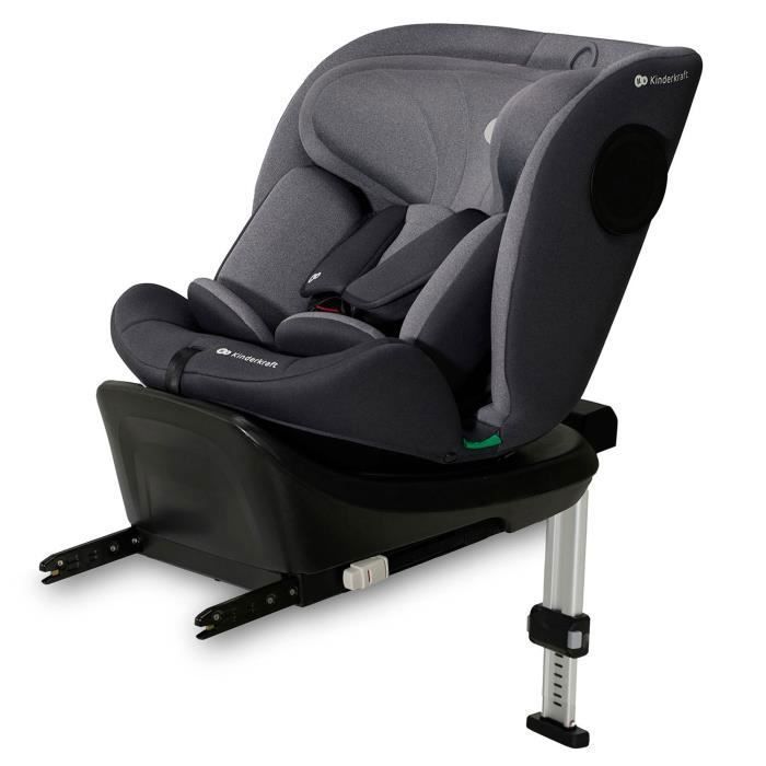 Silla de coche infantil Kinderkraft I-360 I-SIZE, 40–150 cm, giro de 360°, ISOFIX, pata de apoyo, H-GUARD, reposacabezas ajustable, gris