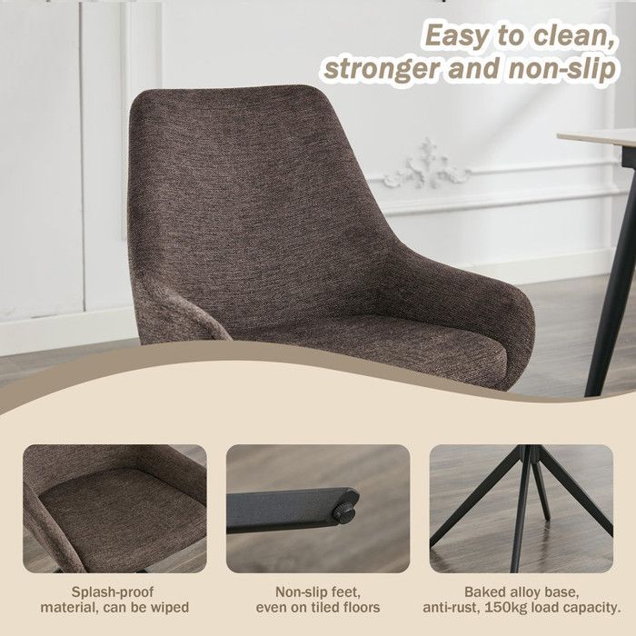 DYHOME lot de 2 chaises salle a manger, chaise de salle à manger pivotante, chaise de salle à manger sans accoudoirs, noire