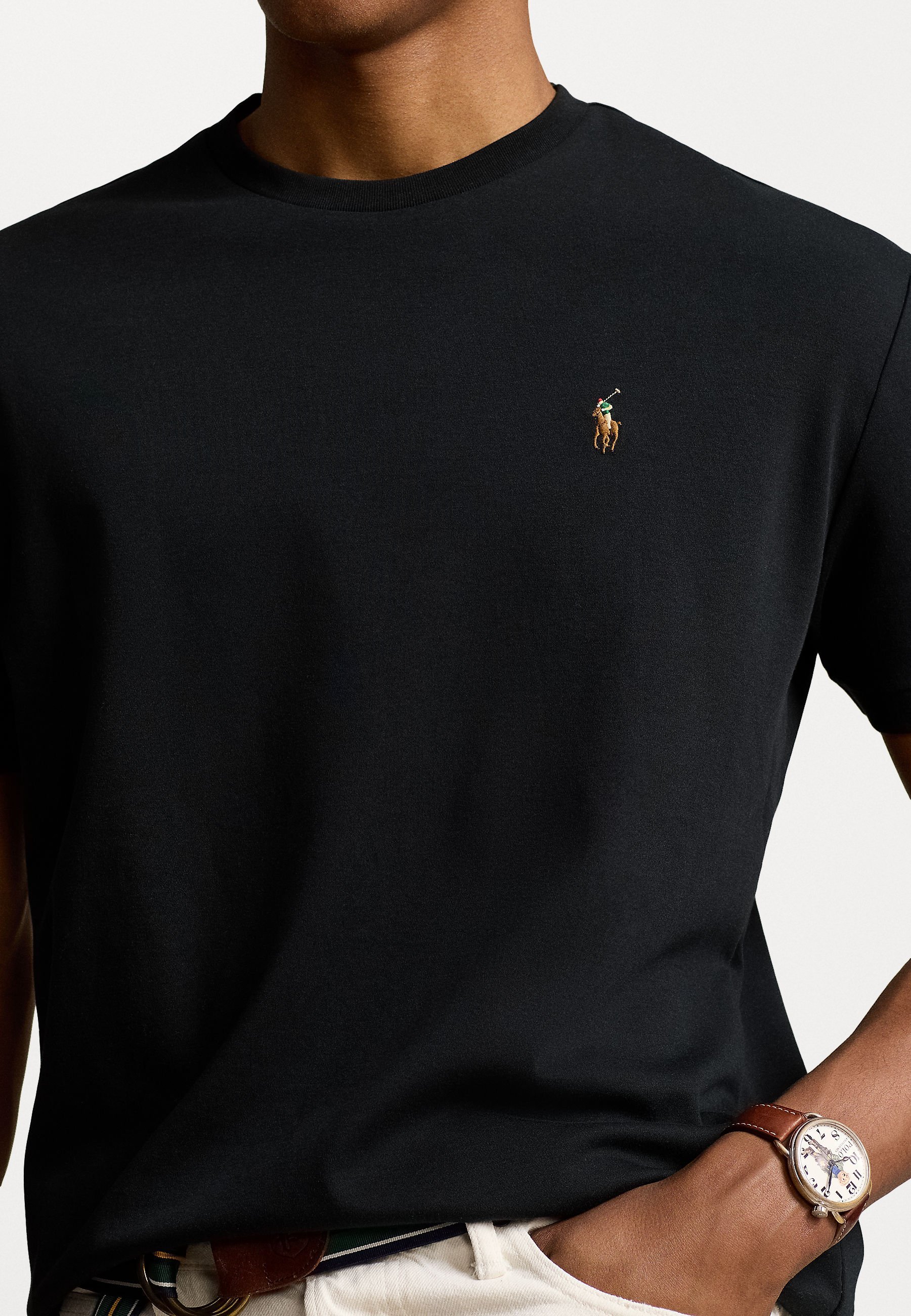 Polo Ralph Lauren CUSTOM SLIM FIT MAJICA OD MEKANOG PAMUKA - Osnovna majica - crna