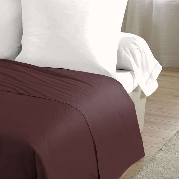 LOVELY HOME Lenzuolo Piano 100% Cotone 180x290 cm - Singolo - Marrone